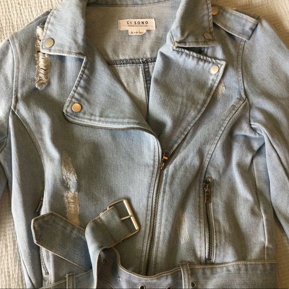 Ci Sono moto style light wash jean jacket - Picture 9 of 13